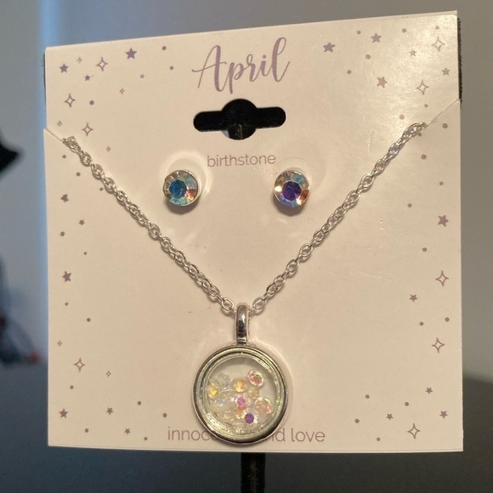 April Birthstone Necklace and Earring Set